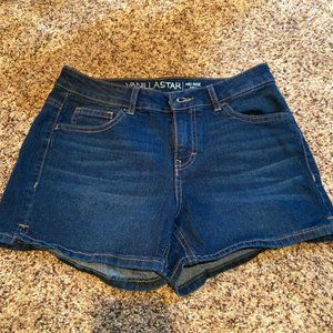 Vanilla Star Mid Rise Midi Blue Denim Shorts